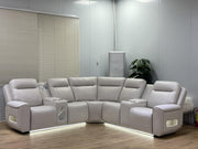 Rojas 3-Piece Dual Power L-Shaped Sectional Sofa with Bluetooth Greige - 609627PP
