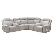 Rojas 3-Piece Dual Power L-Shaped Sectional Sofa with Bluetooth Greige - 609627PP