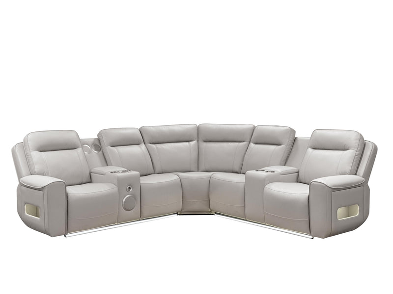 Rojas 3-Piece Dual Power L-Shaped Sectional Sofa with Bluetooth Greige - 609627PP