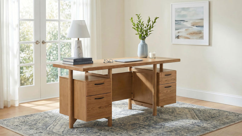 Roldan 69-inch 4-drawer Computer Desk with File Drawer Light Ash - 801115