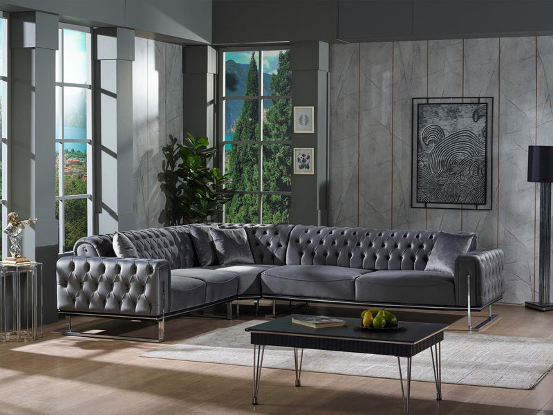 Rolex 124" Wide Extendable Tufted Sectional - Gate FurnitureSectional