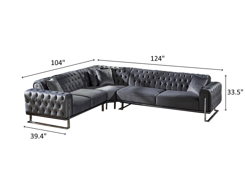 Rolex 124" Wide Extendable Tufted Sectional - Gate FurnitureSectional