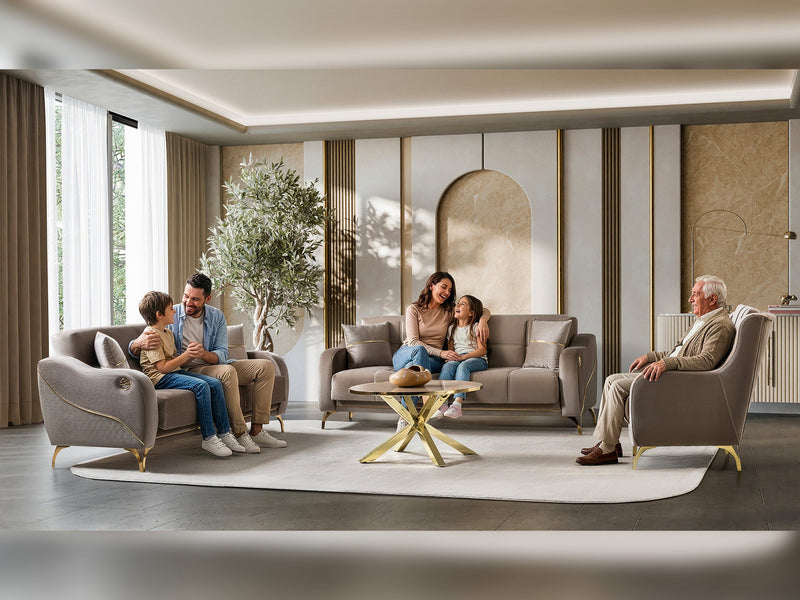 Rolex 3-pieces (Sofa & Loveseat & Chair) Livingroom Set in Grey - 200-ST-ROL-VELVET405-321