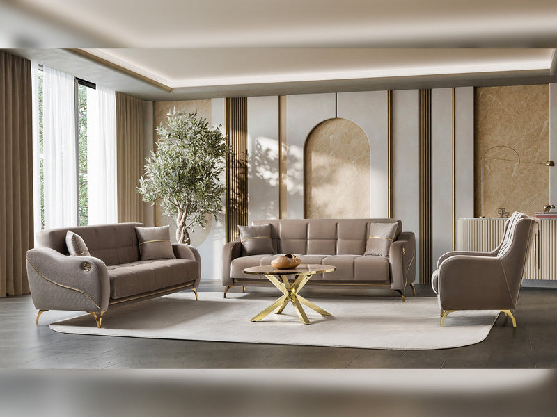 Rolex 3-pieces (Sofa & Loveseat & Chair) Livingroom Set in Grey - 200-ST-ROL-VELVET405-321