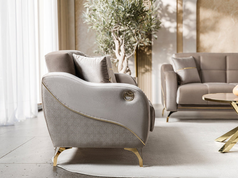 Rolex 3-pieces (Sofa & Loveseat & Chair) Livingroom Set in Grey - 200-ST-ROL-VELVET405-321