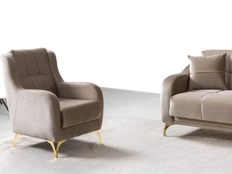 Rolex 3-pieces (Sofa & Loveseat & Chair) Livingroom Set in Grey - 200-ST-ROL-VELVET405-321