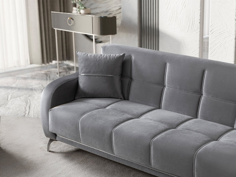 Rolex 3-pieces (Sofa & Loveseat & Chair) Livingroom Set in Grey - 200-ST-ROL-VELVET405-321
