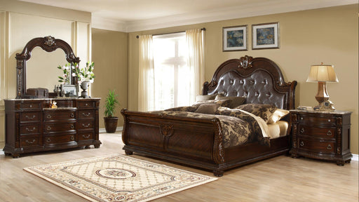 Roma Queen 4 Pc Bedroom Set in Walnut - Roma Queen 4 Pc Bedroom Set in Walnut