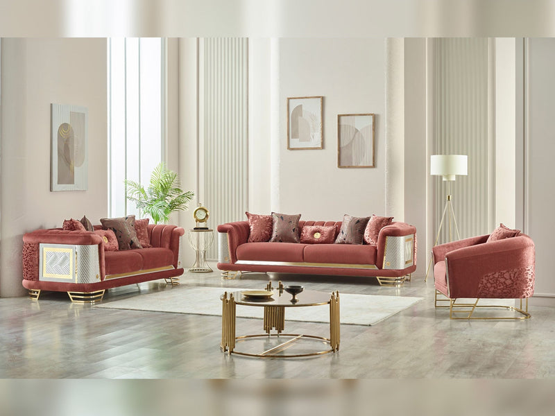 Romans 2-pieces (Sofa & Loveseat) Livingroom Set Brick in Brick - 101-ROM-SIE210-32