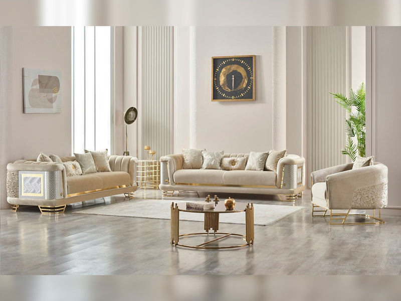 Romans 3-pieces (Sofa & Loveseat & Chair) Livingroom Set Beige in Beige - 101-ROM-NSIE30-321