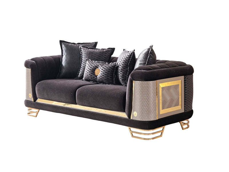 Romans 3-pieces (Sofa & Loveseat & Chair) Livingroom Set Black in Black - 101-ROM-LV900-321
