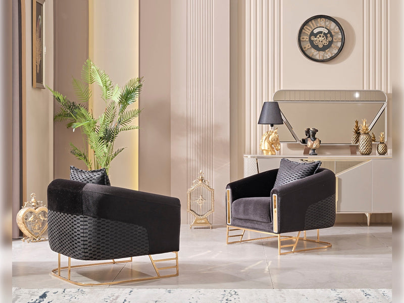 Romans 3-pieces (Sofa & Loveseat & Chair) Livingroom Set Black in Black - 101-ROM-LV900-321