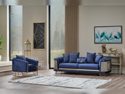 Romans 3-pieces (Sofa & Loveseat & Chair) Livingroom Set Navy Blue in Blue - 101-ROM-LV431-321