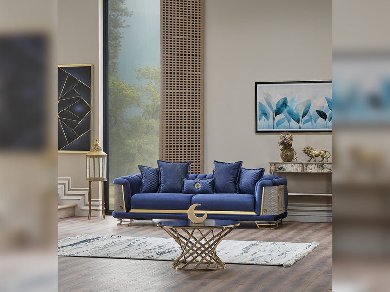 Romans 3-pieces (Sofa & Loveseat & Chair) Livingroom Set Navy Blue in Blue - 101-ROM-LV431-321