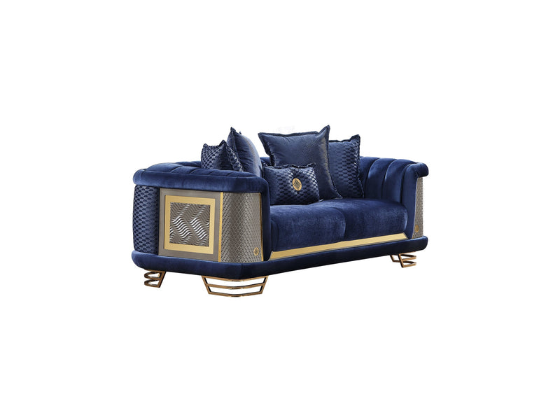 Romans 3-pieces (Sofa & Loveseat & Chair) Livingroom Set Navy Blue in Blue - 101-ROM-LV431-321