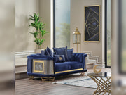 Romans 3-pieces (Sofa & Loveseat & Chair) Livingroom Set Navy Blue in Blue - 101-ROM-LV431-321