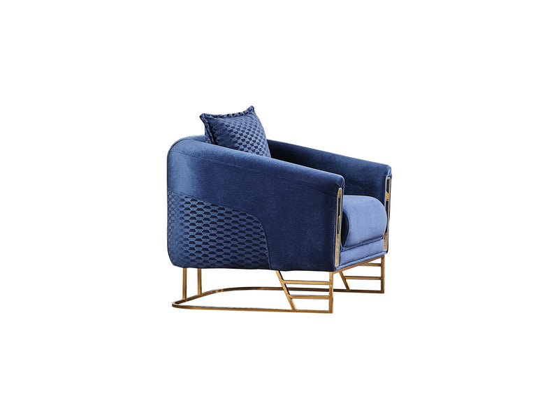 Romans 3-pieces (Sofa & Loveseat & Chair) Livingroom Set Navy Blue in Blue - 101-ROM-LV431-321