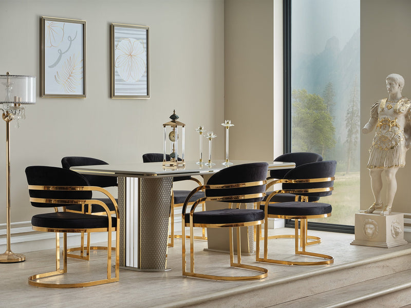 Romans Dining Chair Black in Black - 115-ROM-LV900-DC