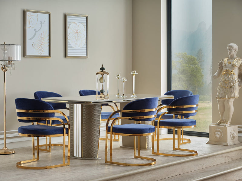 Romans Diningroom (Consol With Mirror & Dining Table & 6 Dining Chair) - 115-ROM-SET