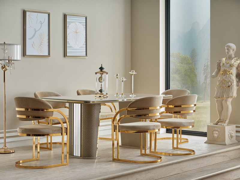 Romans Diningroom (Consol With Mirror & Dining Table & 6 Dining Chair) - 115-ROM-SET