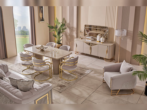 Romans Diningroom (Consol With Mirror & Dining Table & 6 Dining Chair) - 115-ROM-SET