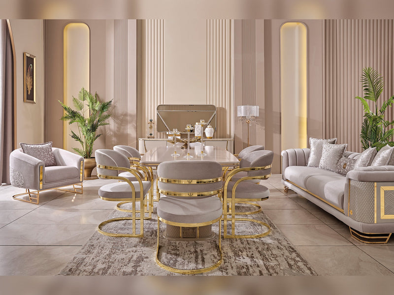 Romans Diningroom (Consol With Mirror & Dining Table & 6 Dining Chair) - 115-ROM-SET