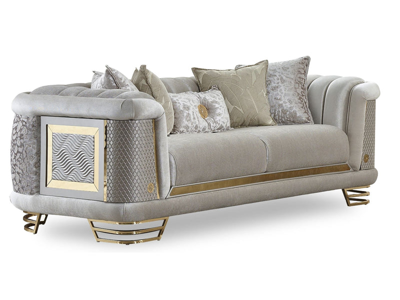 Romans Stationary Loveseat Cream in Cream - 101-ROM-NSIE20-2