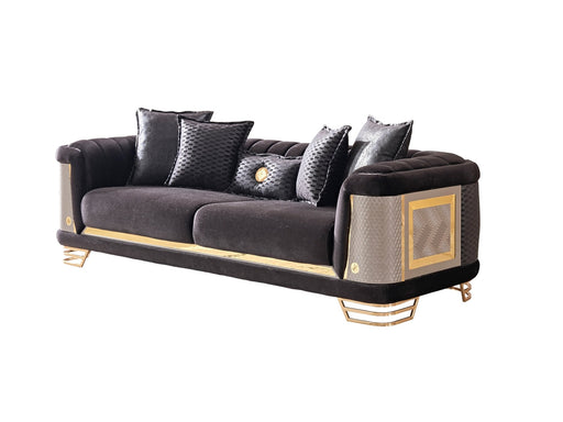 Romans Stationary Sofa Black in Black - 101-ROM-LV900-3