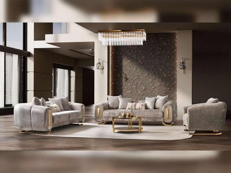 Romeo 3-pieces (Sofa & Loveseat & Chair) Livingroom Set in Beige - 200-ST-ROM-HENRY07-321