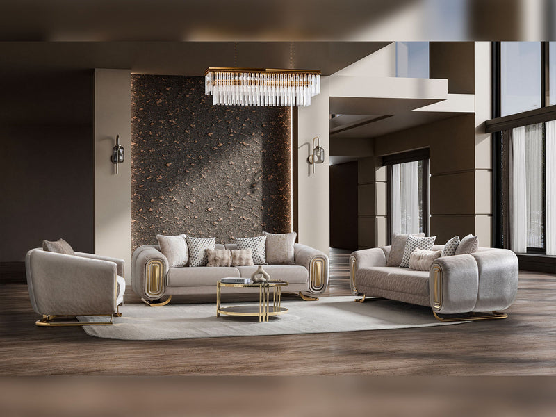 Romeo 3-pieces (Sofa & Loveseat & Chair) Livingroom Set in Beige - 200-ST-ROM-HENRY07-321