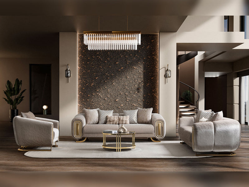 Romeo 3-pieces (Sofa & Loveseat & Chair) Livingroom Set in Beige - 200-ST-ROM-HENRY07-321