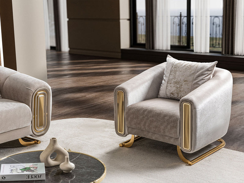 Romeo 3-pieces (Sofa & Loveseat & Chair) Livingroom Set in Cream - 200-ST-ROM-KENZO20-321