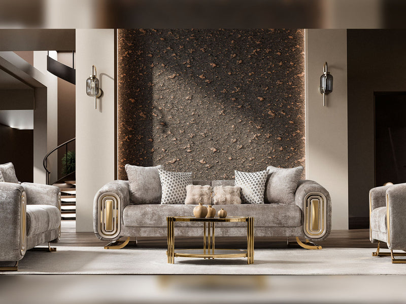 Romeo 3-pieces (Sofa & Loveseat & Chair) Livingroom Set in Cream - 200-ST-ROM-KENZO20-321