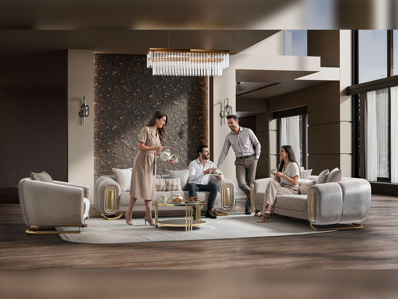 Romeo 3-pieces (Sofa & Loveseat & Chair) Livingroom Set in Cream - 200-ST-ROM-KENZO20-321