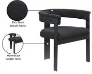 Romeo Boucle Fabric Upholstered Dining Chair in Black, Set of 2 - 471Black-C