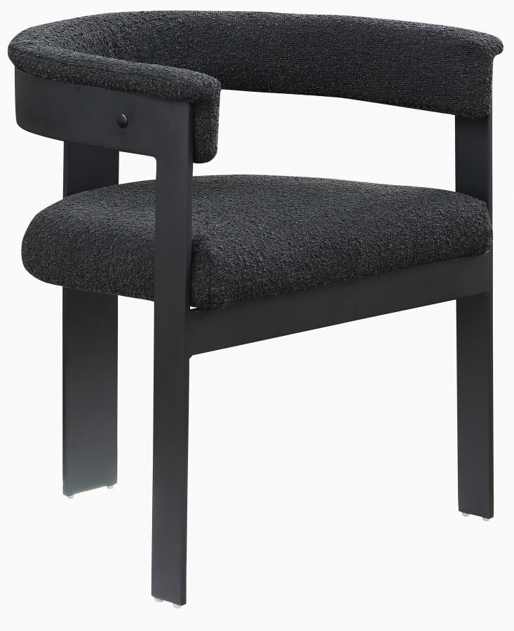 Romeo Boucle Fabric Upholstered Dining Chair in Black, Set of 2 - 471Black-C