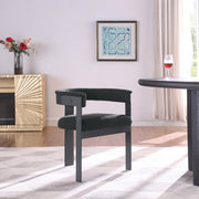 Romeo Boucle Fabric Upholstered Dining Chair in Black, Set of 2 - 471Black-C