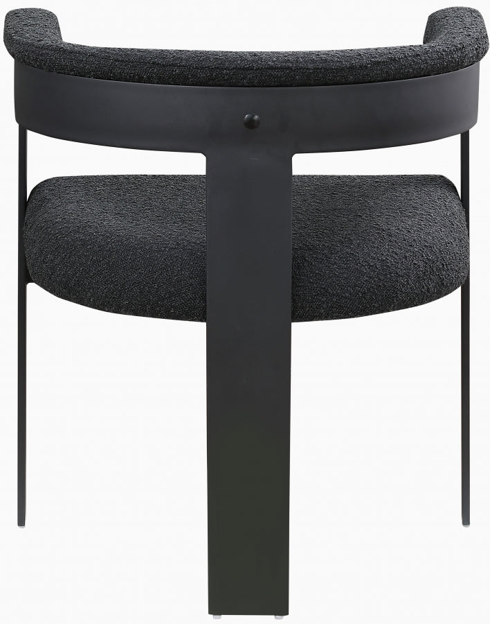 Romeo Boucle Fabric Upholstered Dining Chair in Black, Set of 2 - 471Black-C