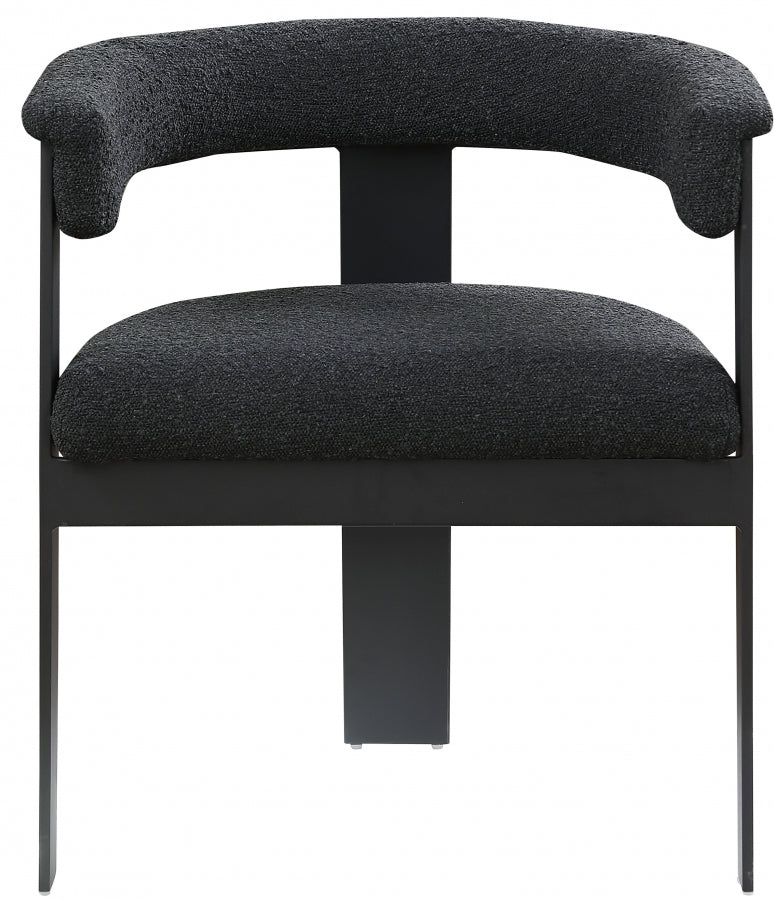Romeo Boucle Fabric Upholstered Dining Chair in Black, Set of 2 - 471Black-C