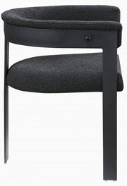 Romeo Boucle Fabric Upholstered Dining Chair in Black, Set of 2 - 471Black-C