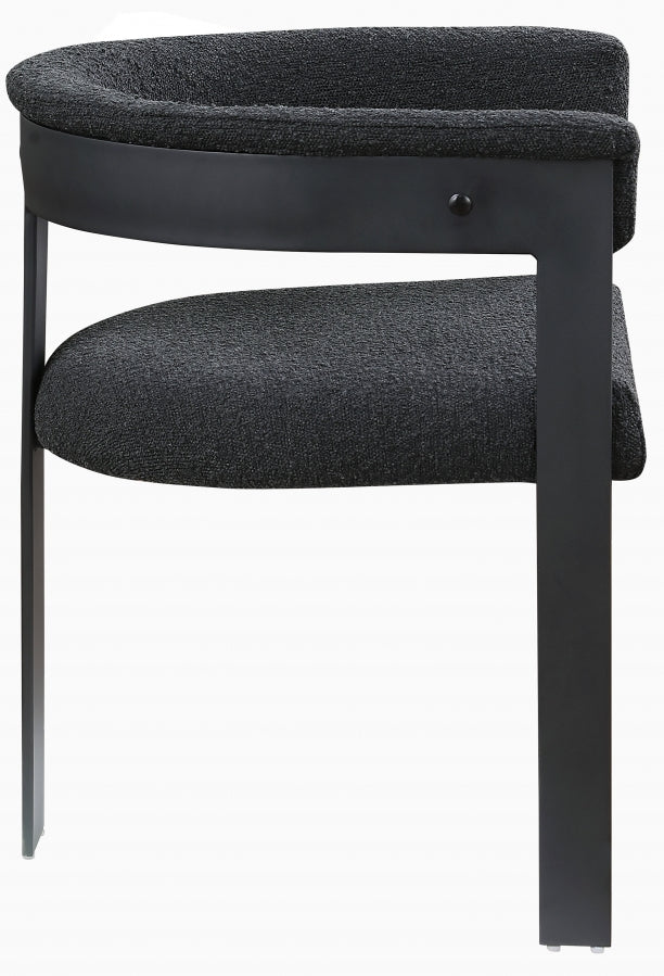 Romeo Boucle Fabric Upholstered Dining Chair in Black, Set of 2 - 471Black-C