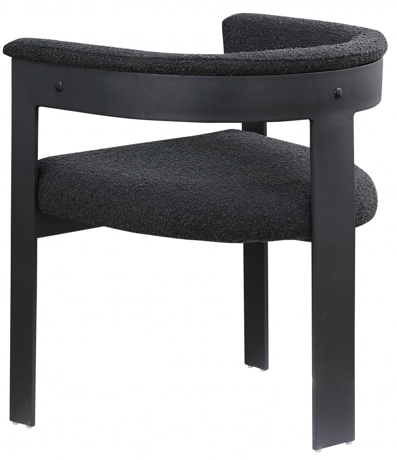 Romeo Boucle Fabric Upholstered Dining Chair in Black, Set of 2 - 471Black-C