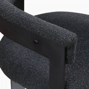 Romeo Boucle Fabric Upholstered Dining Chair in Black, Set of 2 - 471Black-C