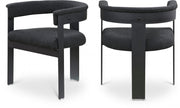 Romeo Boucle Fabric Upholstered Dining Chair in Black, Set of 2 - 471Black-C