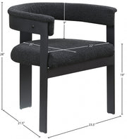 Romeo Boucle Fabric Upholstered Dining Chair in Black, Set of 2 - 471Black-C