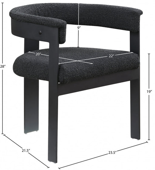 Romeo Boucle Fabric Upholstered Dining Chair in Black, Set of 2 - 471Black-C