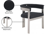 Romeo Boucle Fabric Upholstered Dining Chair in Black, Set of 2 - 727Black-C