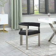 Romeo Boucle Fabric Upholstered Dining Chair in Black, Set of 2 - 727Black-C