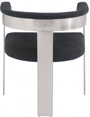 Romeo Boucle Fabric Upholstered Dining Chair in Black, Set of 2 - 727Black-C