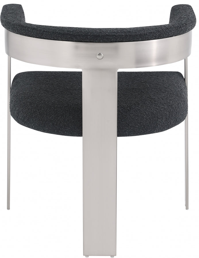 Romeo Boucle Fabric Upholstered Dining Chair in Black, Set of 2 - 727Black-C